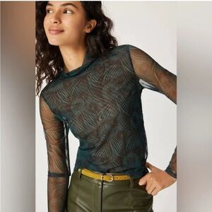 Anthropologie double layer sheer long-sleeve top